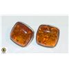 Image 1 : PAIR OF STERLING SILVER AMBER EARRINGS