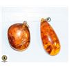 Image 1 : LOT OF 2 GENUINE AMBER GEMSTONE PENDANTS