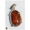 Image 1 : SOLID STERLING SILVER AMBER GEMSTONE PENDANT