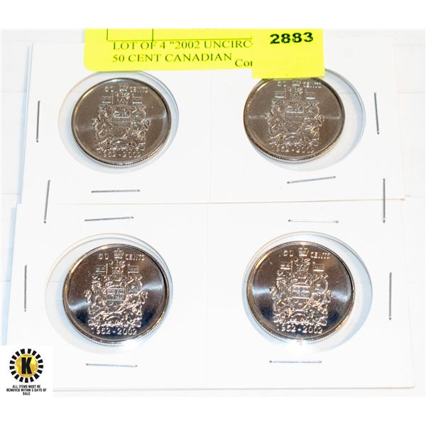 LOT OF 4 "2002 UNCIRCULATED 2002 50 CENT CANADIAN