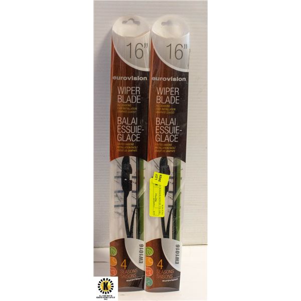 TWO ALL SEASON WIPER BLADES 16 INCH NEW