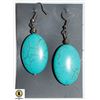 Image 1 : OVAL SHAPED TURQUOISE DANGLING EARRINGS NEW