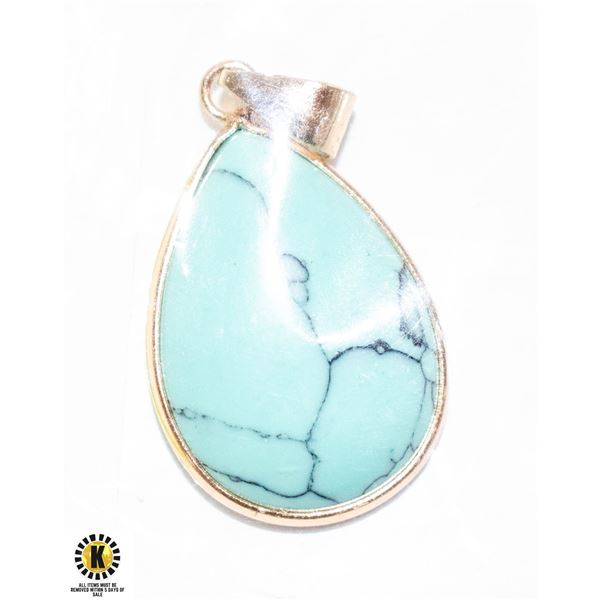 STERLING SILVER TEARDROP SIMULATED TURQUOISE
