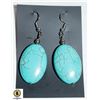 Image 1 : OVAL SHAPED TURQUOISE DANGLING EARRINGS NEW