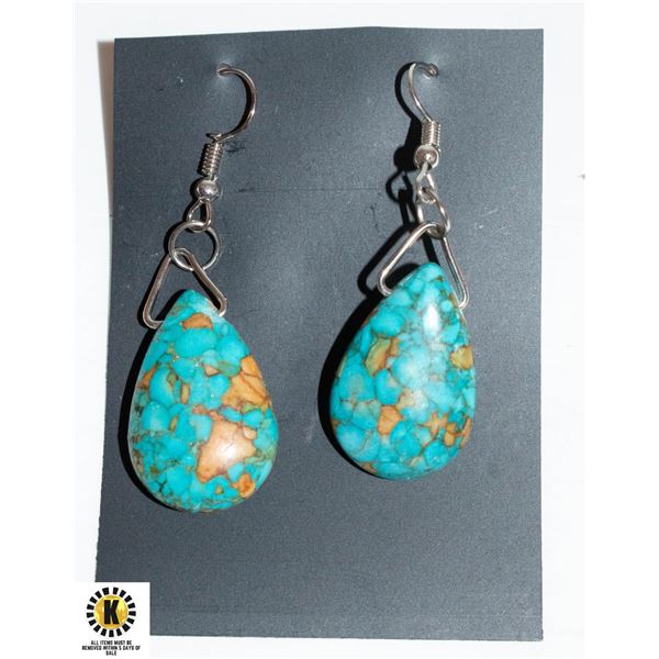 STERLING SILVER TEARDROP SIMULATED TURQUOISE