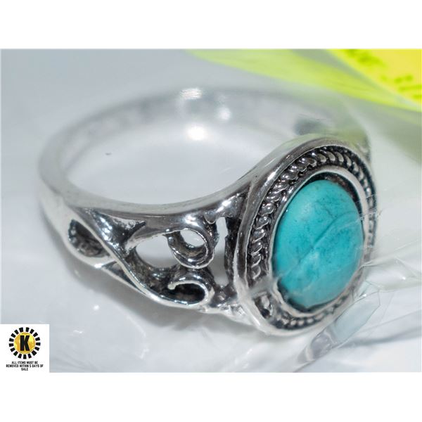 STERLING SILVER RING OVAL CUT NATURAL BOHEMIA