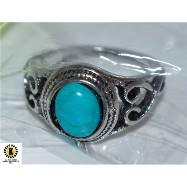 STERLING SILVER RING OVAL CUT NATURAL BOHEMIA