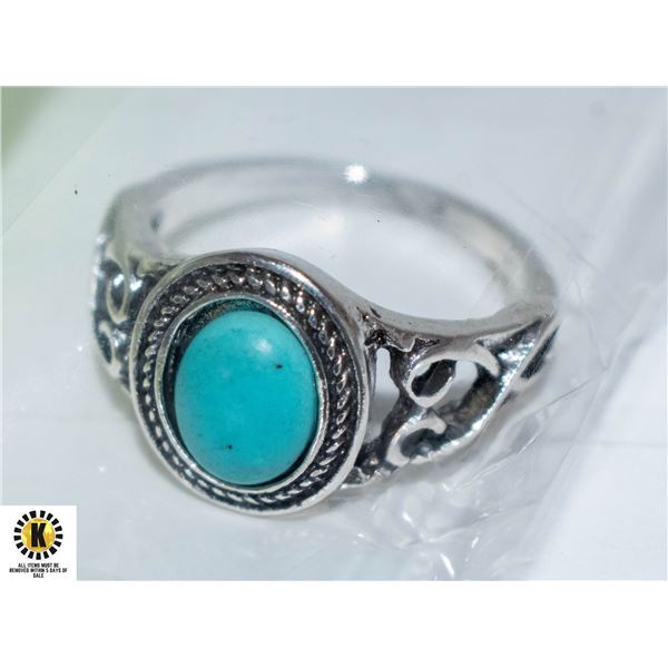 STERLING SILVER RING OVAL CUT NATURAL BOHEMIA