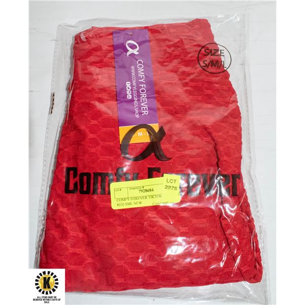 COMFY FOREVER TIKTOK LEGGINGS RED SML NEW