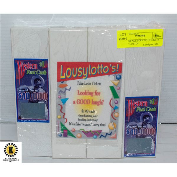 4 BOXES FAKE SCRATCH TICKETS "LOUSY LOTTO"