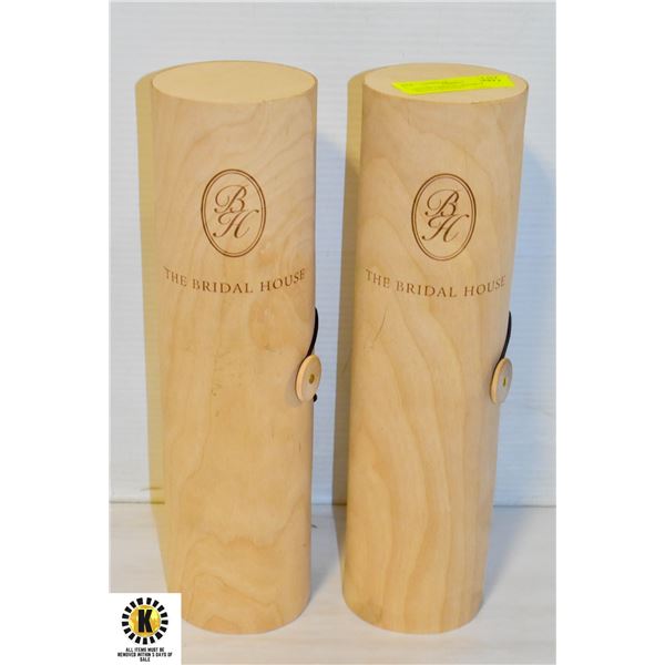 LOT OF 2 BRIDAL HOUSE VENEER BOTTLE HOLDERS