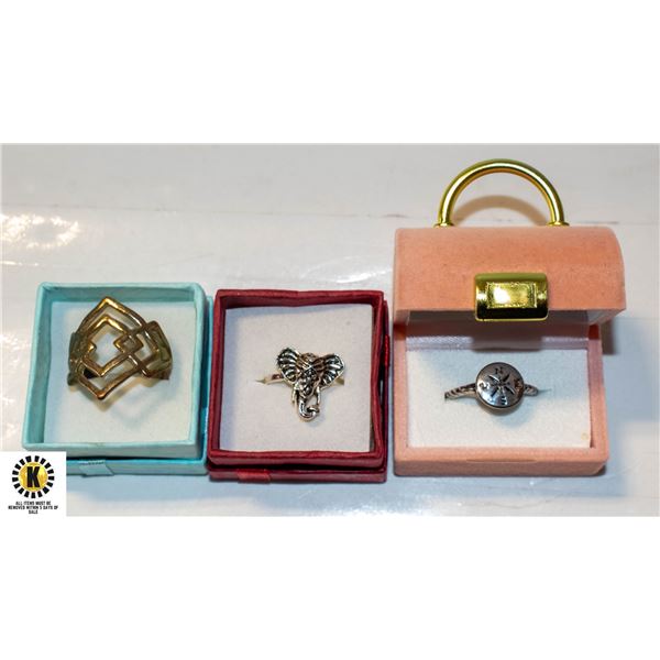 3 LADIES ESTATE RINGS IN BOXES TOGETHER-ESTATE