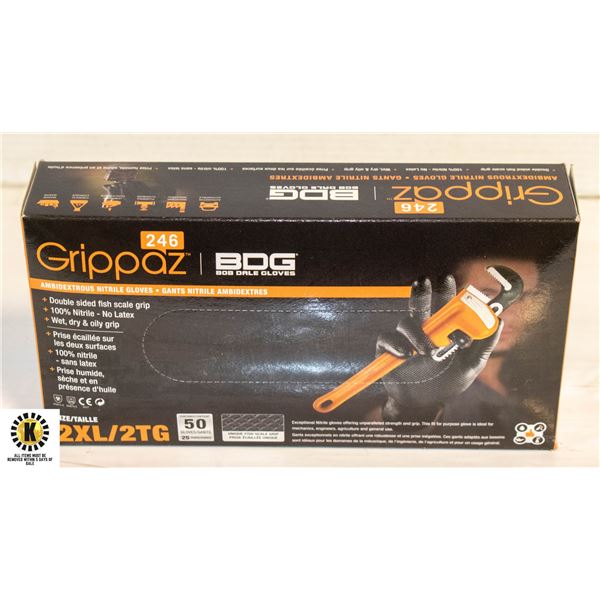 GRIPPAZ BDG DISPOSABLE GLOVES SIZE 2XL 50 PIECES
