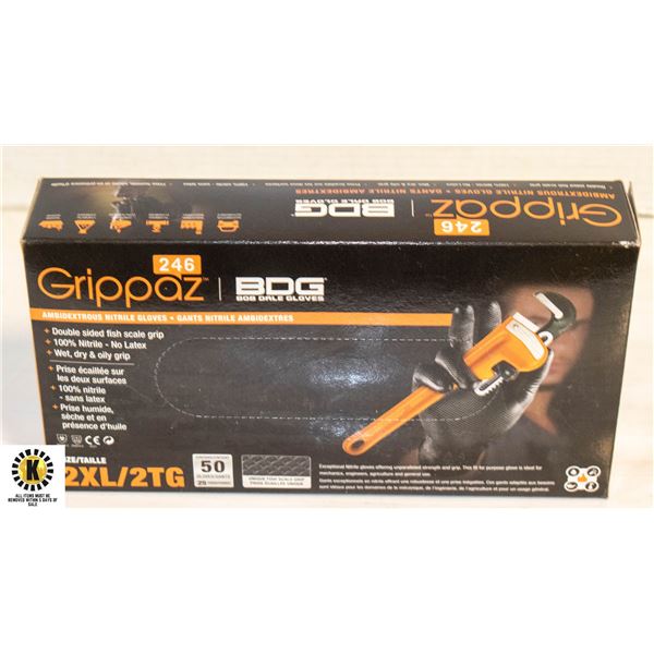 GRIPPAZ BDG DISPOSABLE GLOVES SIZE 2XL 50 PIECES