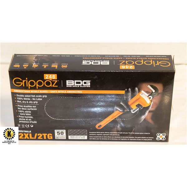 GRIPPAZ BDG DISPOSABLE GLOVES SIZE 2XL 50 PIECES