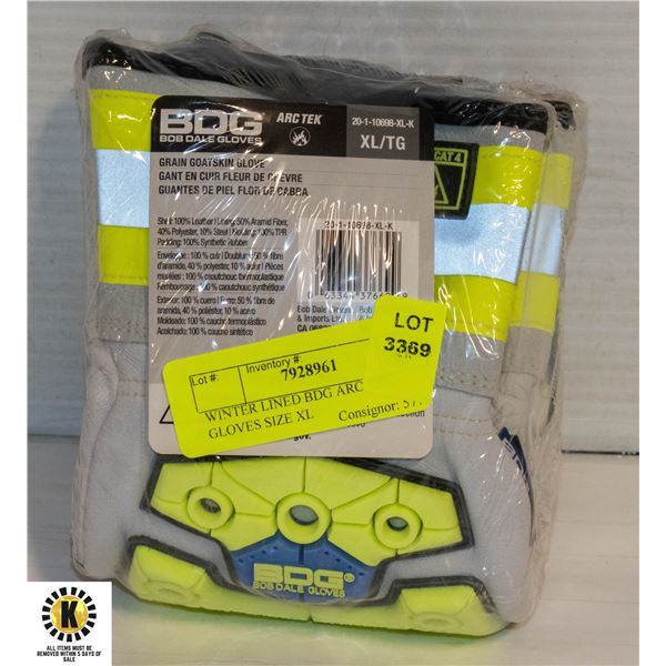 WINTER LINED BDG ARC TEK GLOVES SIZE XL