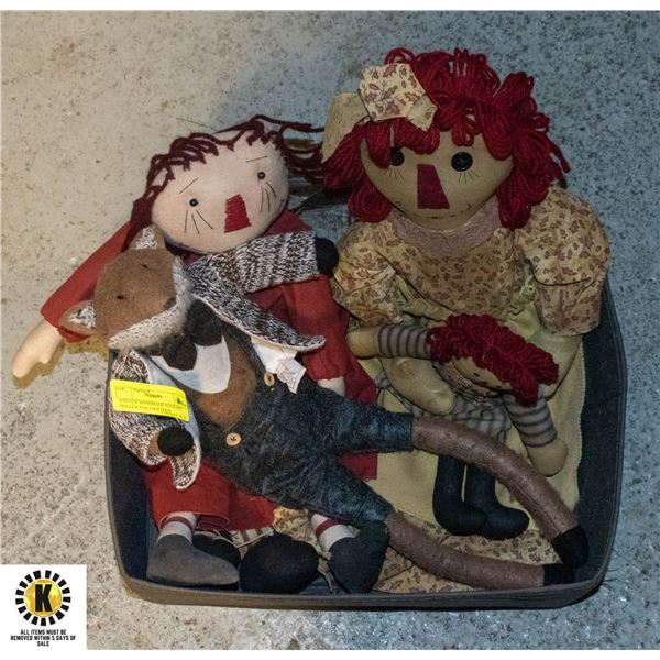 VINTAGE HANDMADE FOLKART DOLLS & FOX TOGETHER