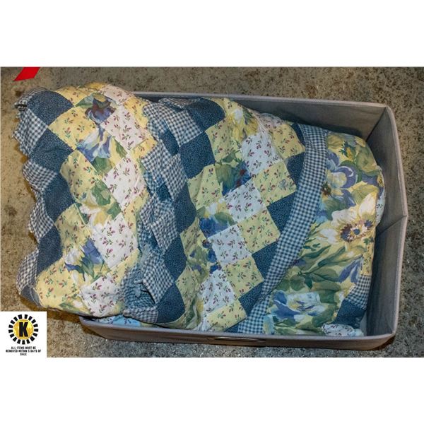 VINTAGE PATCHWORK FULL SIZE QUILT HAS WEAR-ESTATE