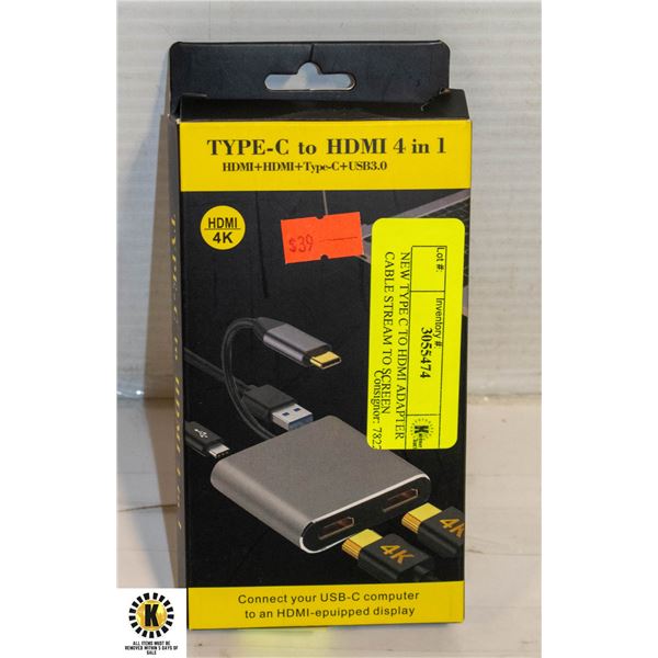 NEW TYPE C TO HDMI ADAPTER CABLE STREAM TO SCREEN