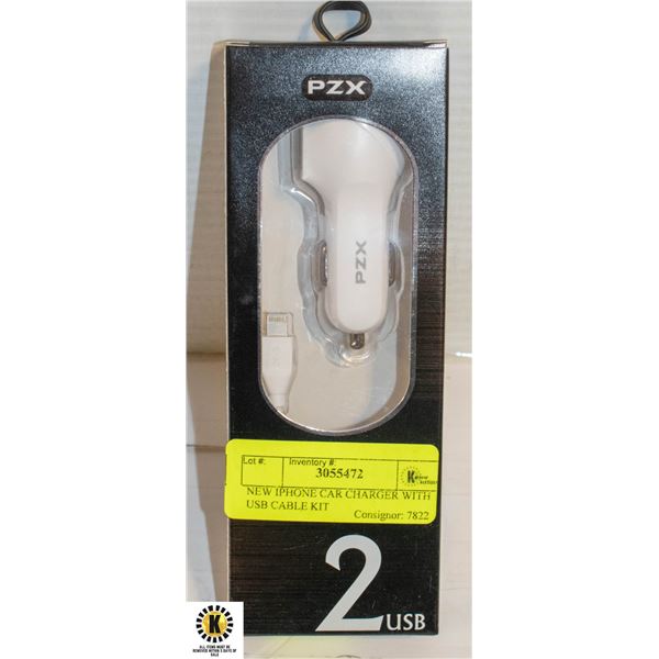 NEW IPHONE CAR CHARGER WITH USB CABLE KIT
