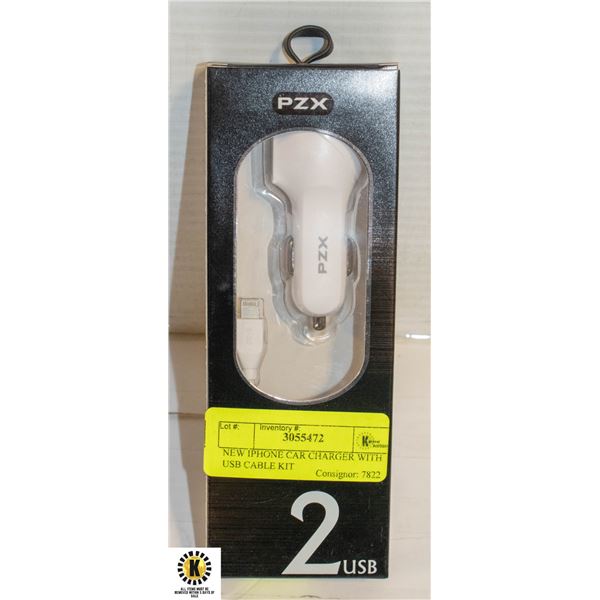 NEW IPHONE CAR CHARGER WITH USB CABLE KIT