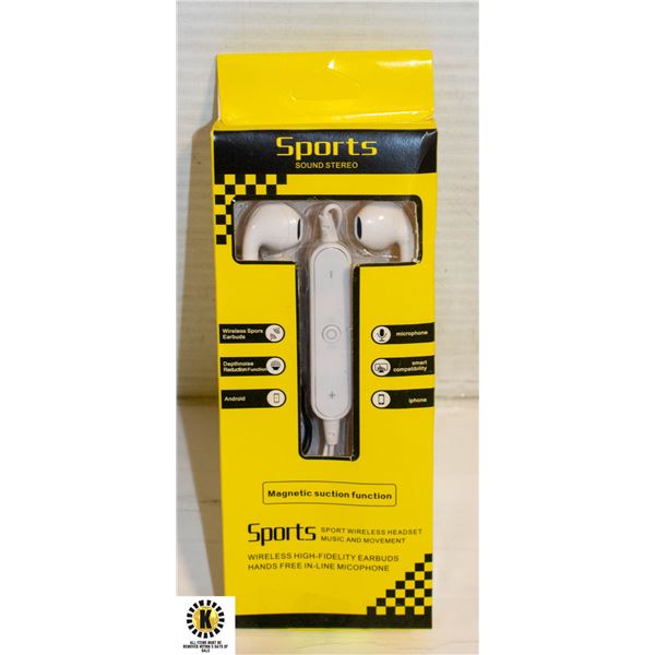 NEW WIRELESS BLUETOOTH EARBUDS, OVER NECK HANGING