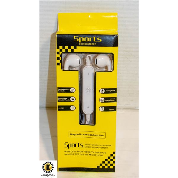 NEW WIRELESS BLUETOOTH EARBUDS, OVER NECK HANGING