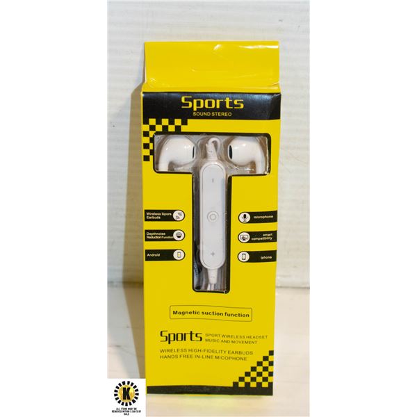 NEW WIRELESS BLUETOOTH EARBUDS, OVER NECK HANGING