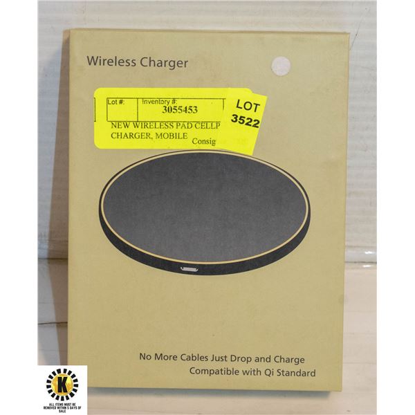 NEW WIRELESS PAD CELLPHONE CHARGER, MOBILE