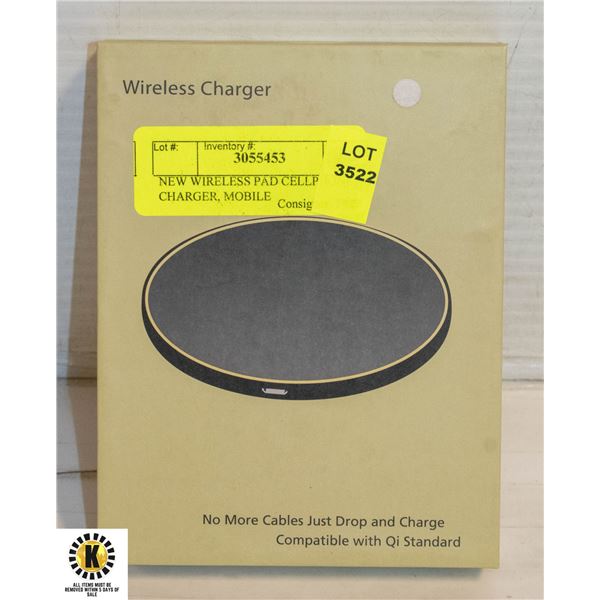 NEW WIRELESS PAD CELLPHONE CHARGER, MOBILE