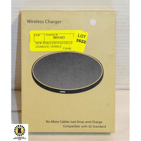 NEW WIRELESS PAD CELLPHONE CHARGER, MOBILE