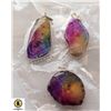 Image 1 : 3 SOLAR QUARZ DRUZY GEMSTONE 925 SILVER