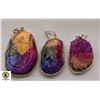 Image 1 : 3 SOLAR QUARZ DRUZY GEMSTONE 925 SILVER