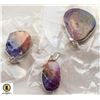 Image 1 : 3 SOLAR QUARZ DRUZY GEMSTONE 925 SILVER