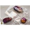 Image 1 : 3 SOLAR QUARZ DRUZY GEMSTONE 925 SILVER