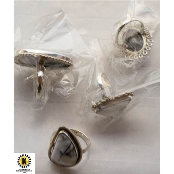4 GEMSTONE DENDRITIC OPAL 925 SILVER PLATED