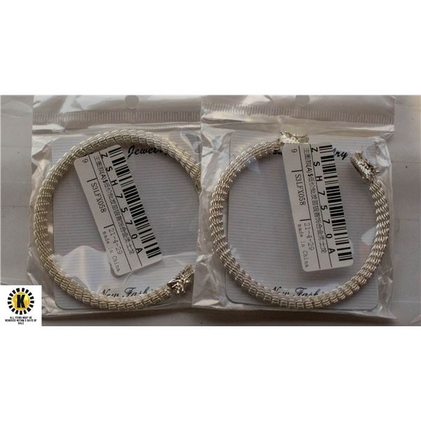 2 NEW ADJUSTABLE SILVER WHITE DRAGON