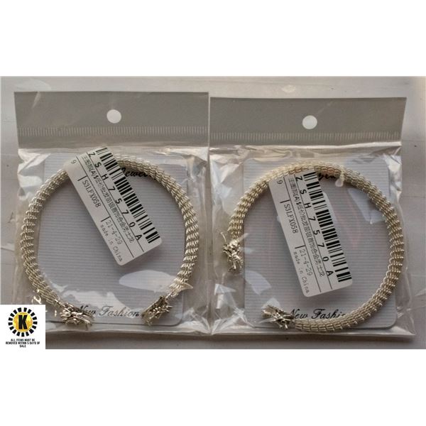 2 NEW DRAGON SILVER WHITE ADJUSTABLE