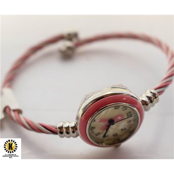 GENEVA SMALL LADIES SILVER BREAST CANCER