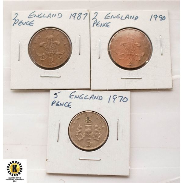 3 ENGLAND COINS