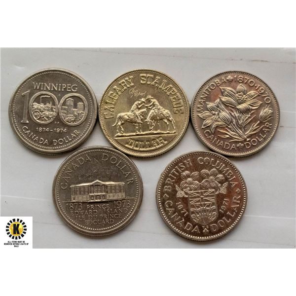 5 CANADIAN ONE DOLLAR COINSÿ
