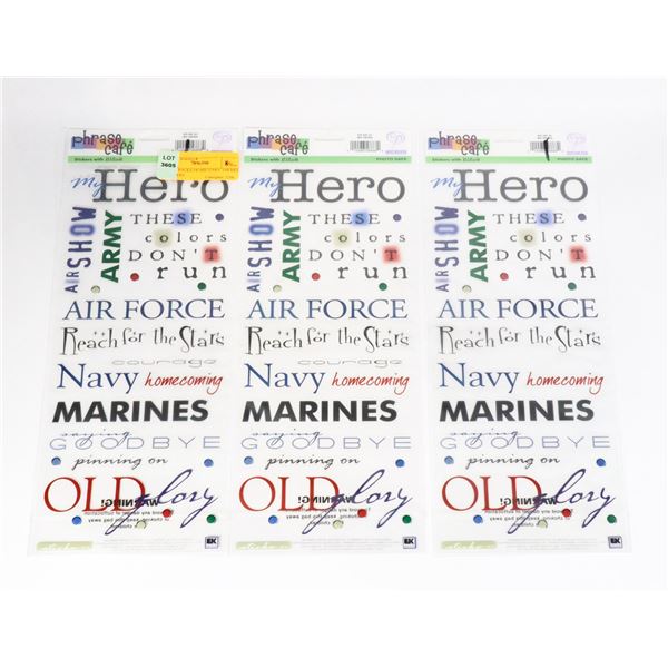 3 NEW PACKS OF MILITARY THEMED STICKERS