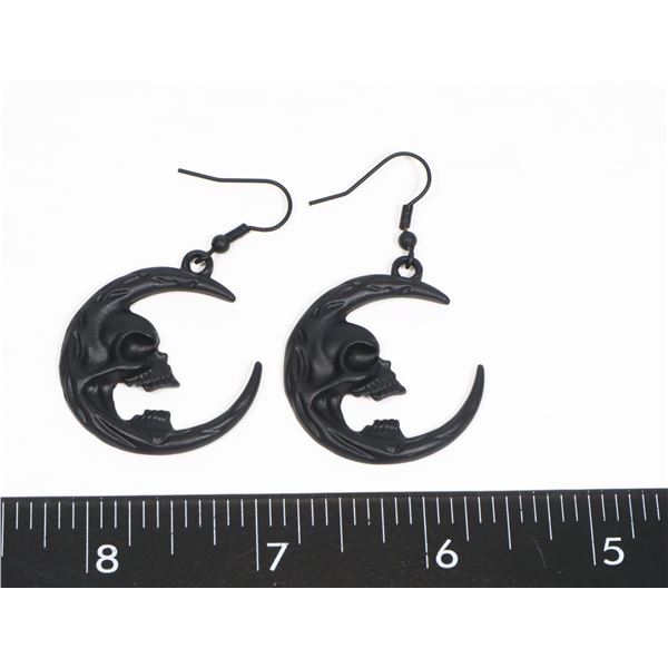 NEW SKULL AND MOON HOOP EARRINGS