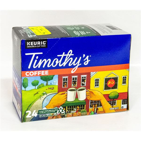 BOX OF 24 KEURIG TIMOTHY'S COFFEE PODS