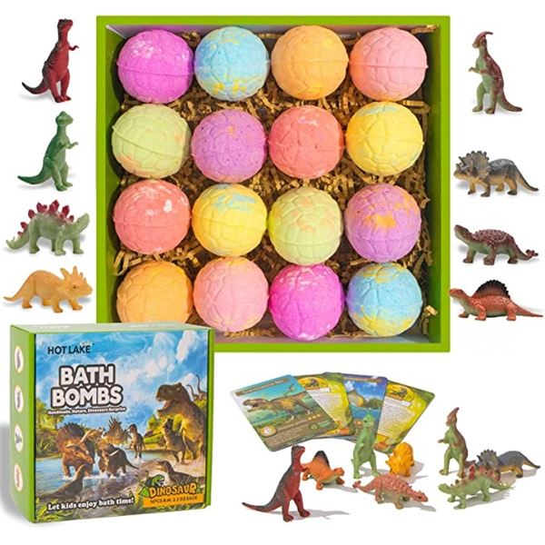 NEW 16PCS HOTLAKE BATHBOMBS - HANDMADE, DINO THEME