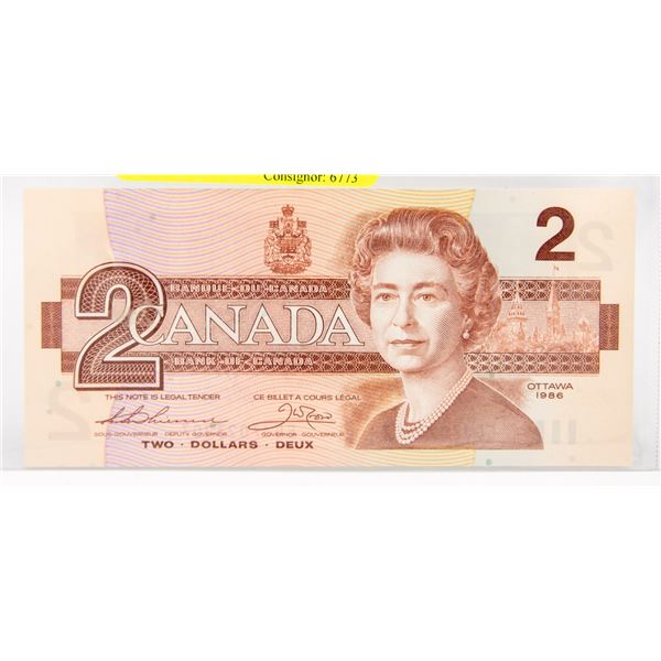 RADAR NOTE UNCIRCULATED 1986 CANADA $2