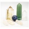 BOX WITH 7 GEMSTONES - 4 CLEAR QUARTZ,