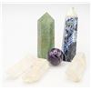 Image 1 : BOX WITH 6 GEMSTONES - QUARTZ, JADE HEXAGON,