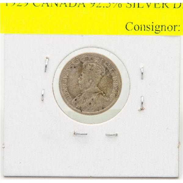 1929 CANADA 92.5% SILVER DIME