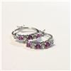 Image 1 : BZ1386-167 SILVER CREATED GEM/CZ HOOP EARRINGS